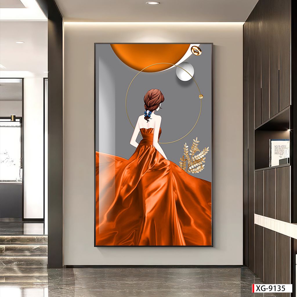 BST79 - TRANH TREO TƯỜNG - TRANG TRÍ HÀNH LANG, SẢNH, LỐI ĐI - CHỦ ĐỀ CÔ GÁI NGHỆ THUẬT - TRANH ĐƠN DỌC