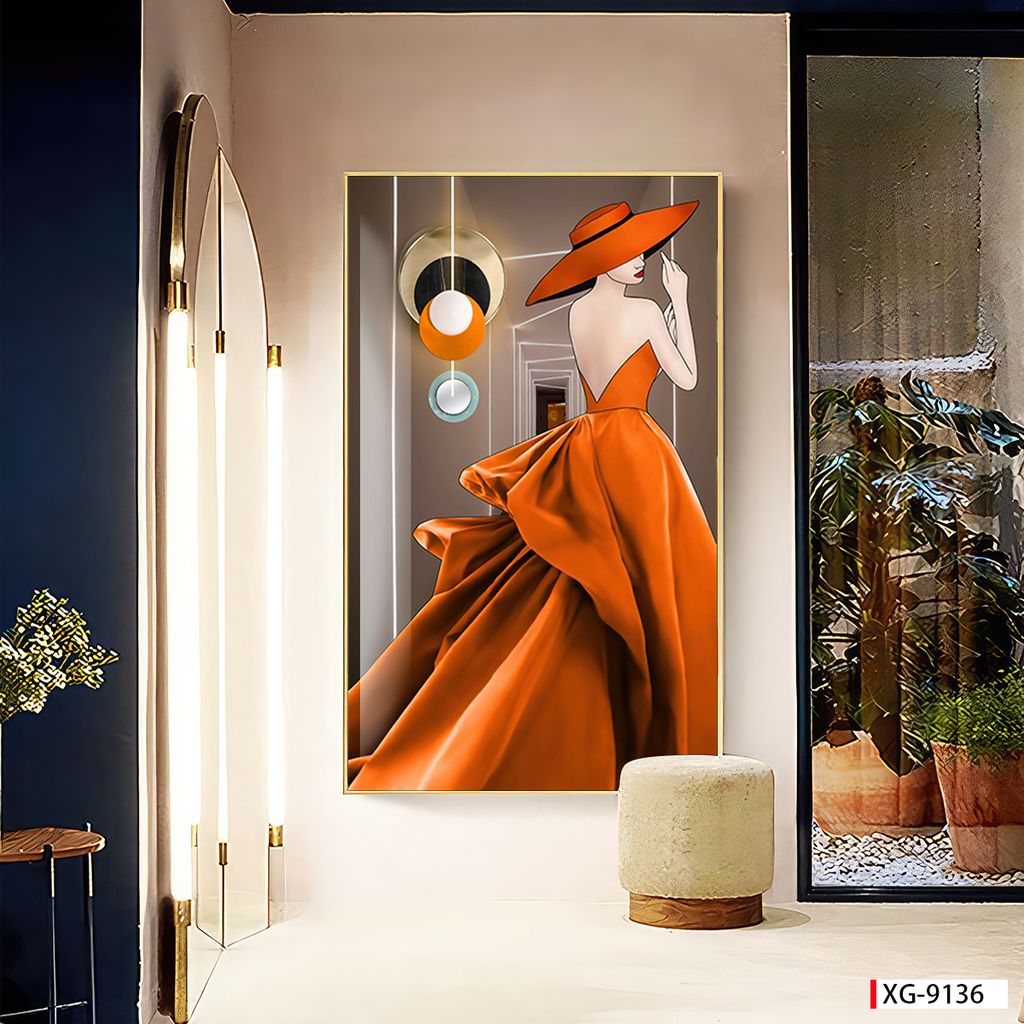 BST79 - TRANH TREO TƯỜNG - TRANG TRÍ HÀNH LANG, SẢNH, LỐI ĐI - CHỦ ĐỀ CÔ GÁI NGHỆ THUẬT - TRANH ĐƠN DỌC