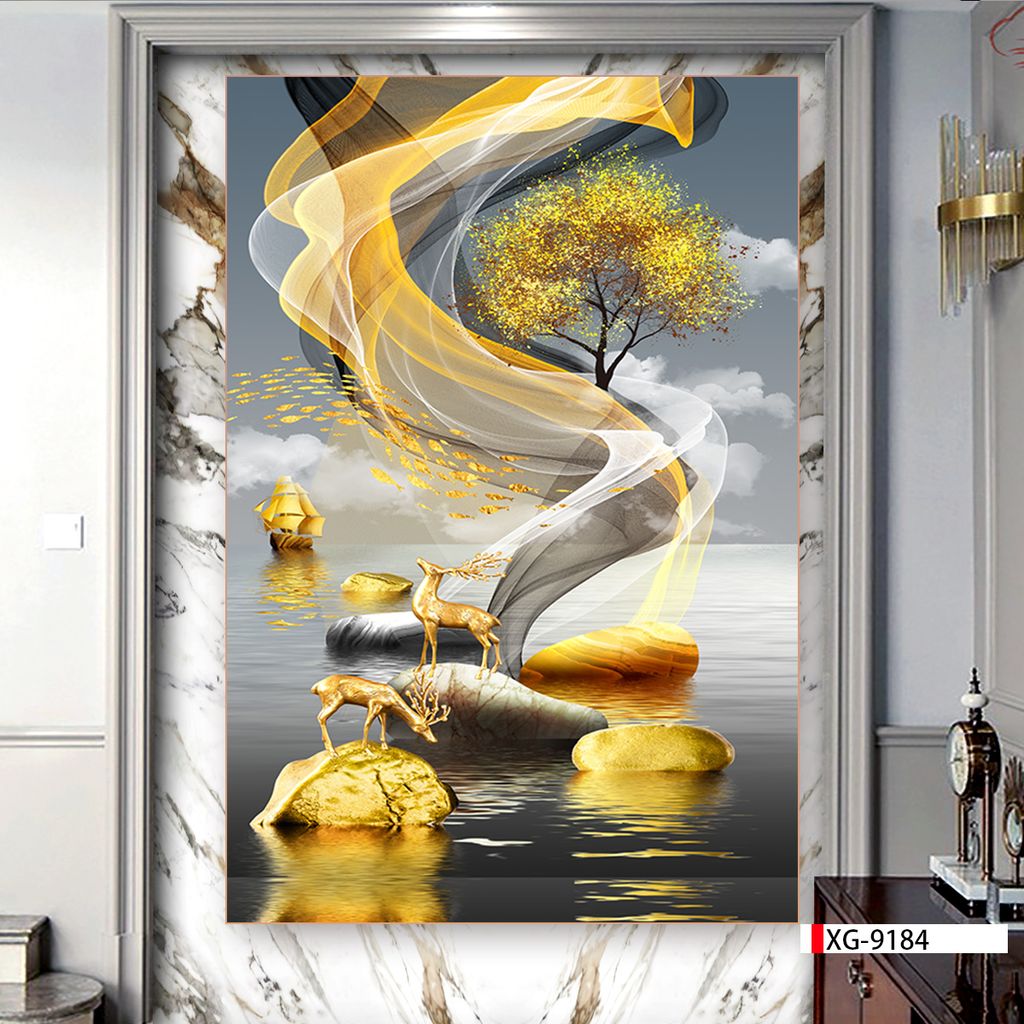 TRANH TREO TƯỜNG PHÒNG KHÁCH - PHÒNG ĂN - SẢNH LỐI ĐI - TRANH HƯƠU TÀI LỘC | MÃ XG-9184