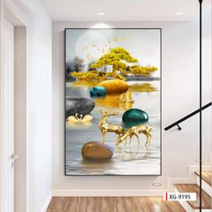 TRANH TREO CẦU THANG - CHIẾU NGHỈ - LỐI ĐI - TRANH HƯƠU TÀI LỘC | MÃ XG-9195