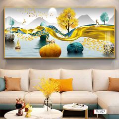 335 - TRANH TREO PHÒNG KHÁCH HIỆN ĐẠI - TRANH TRANG TRÍ - TRANH TREO TƯỜNG HƯƠU TÀI LỘC - KIỂU TRANH LIỀN KHỔ | MÃ Y-157