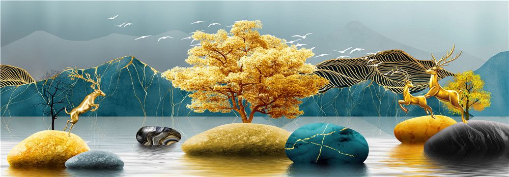 337 - TRANH TREO PHÒNG KHÁCH HIỆN ĐẠI - TRANH TRANG TRÍ - TRANH TREO TƯỜNG HƯƠU TÀI LỘC - KIỂU TRANH LIỀN KHỔ  | MÃ Y-167