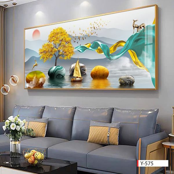 299 - TRANH TREO PHÒNG KHÁCH HIỆN ĐẠI - TRANH TRANG TRÍ - TRANH TREO TƯỜNG HƯƠU TÀI LỘC - KIỂU TRANH LIỀN KHỔ | MÃ Y-575