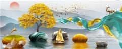 299 - TRANH TREO PHÒNG KHÁCH HIỆN ĐẠI - TRANH TRANG TRÍ - TRANH TREO TƯỜNG HƯƠU TÀI LỘC - KIỂU TRANH LIỀN KHỔ | MÃ Y-575