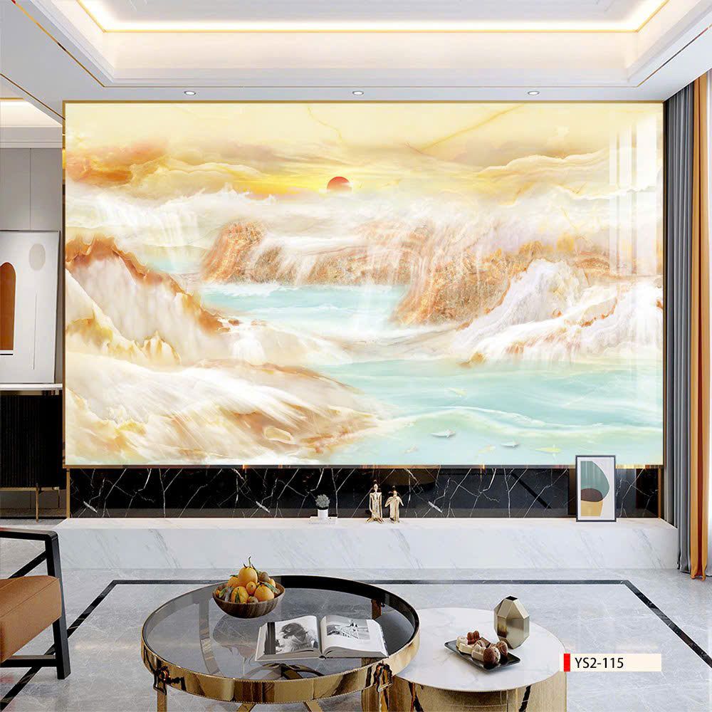 BST122 - TRANH PVC ỐP TƯỜNG - PHÒNG KHÁCH VÁCH TIVI - TRANH VÂN ĐÁ PHONG CẢNH - KHỔ LỚN