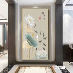 BST172 - TRANH TREO TƯỜNG CHIẾU NGHỈ CẦU THANG LỐI ĐI - TRANH TREO TƯỜNG HOA SEN CÁ CHÉP| MÃ TRANH YS-434