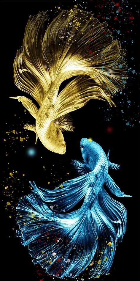 BST176 - TRANH TREO TƯỜNG CHIẾU NGHỈ CẦU THANG LỐI ĐI - TRANH TREO TƯỜNG HOA SEN CÁ CHÉP| MÃ TRANH YS-456