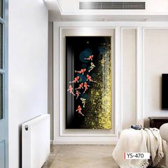 BST178 - TRANH TREO TƯỜNG CHIẾU NGHỈ CẦU THANG LỐI ĐI - TRANH TREO TƯỜNG HOA SEN CÁ CHÉP| MÃ TRANH YS-470