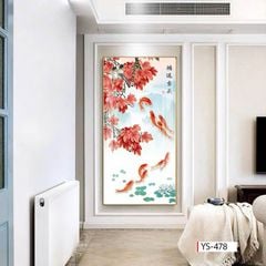 180 - TRANH TREO TƯỜNG CHIẾU NGHỈ CẦU THANG LỐI ĐI - TRANH TREO TƯỜNG HOA SEN CÁ CHÉP| MÃ TRANH YS-478