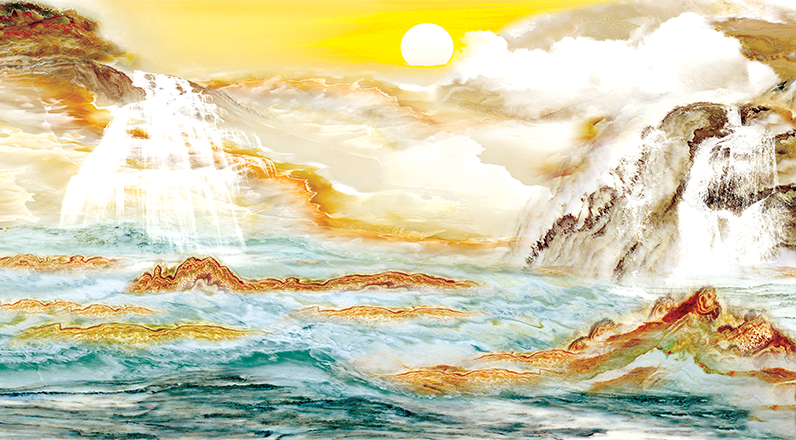 TRANH PVC ỐP TƯỜNG -TRANG TRÍ PHÒNG KHÁCH - NHÀ HÀNG - QUẦY LỄ TÂN - TRANH VÂN ĐÁ PHONG CẢNH | MÃ ys2-114