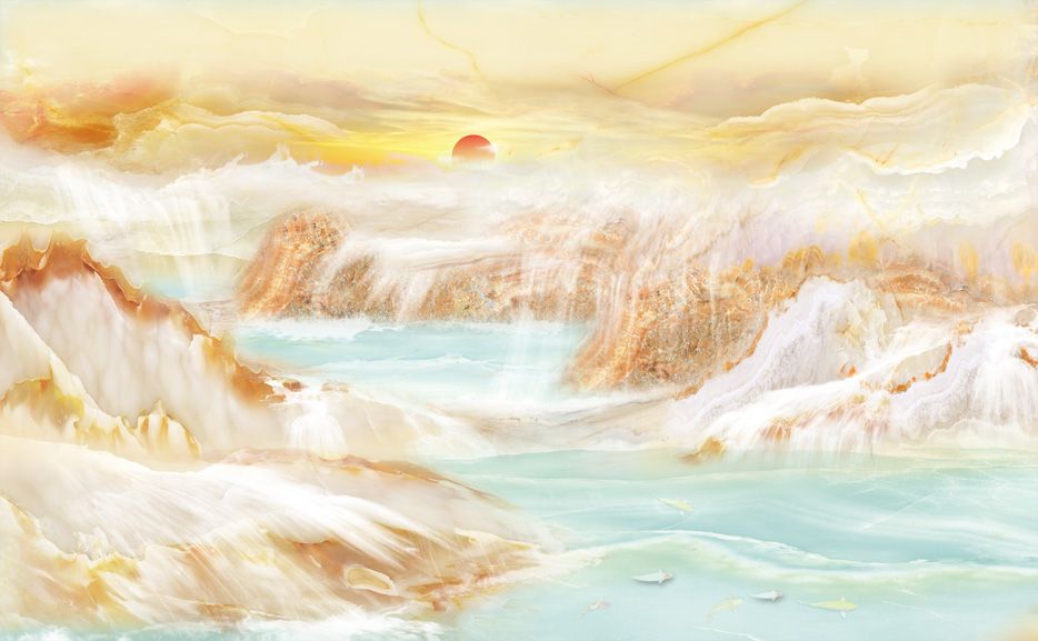 TRANH PVC ỐP TƯỜNG - VÁCH TRANG TRÍ QUẦY LỄ TÂN - TRANH VÂN ĐÁ PHONG CẢNH | MÃ YS2-115