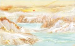 TRANH PVC ỐP TƯỜNG - VÁCH TRANG TRÍ QUẦY LỄ TÂN - TRANH VÂN ĐÁ PHONG CẢNH | MÃ YS2-115