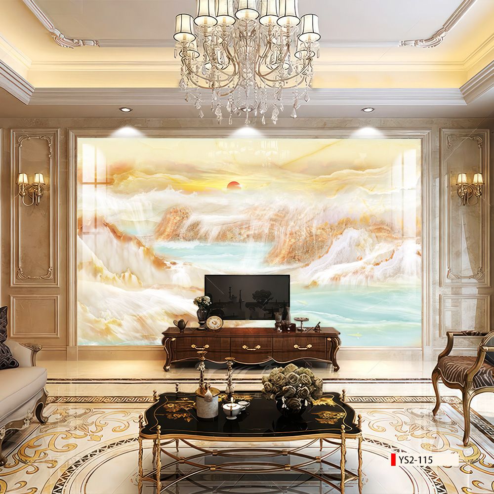 TRANH PVC ỐP TƯỜNG - VÁCH TRANG TRÍ QUẦY LỄ TÂN - TRANH VÂN ĐÁ PHONG CẢNH | MÃ YS2-115