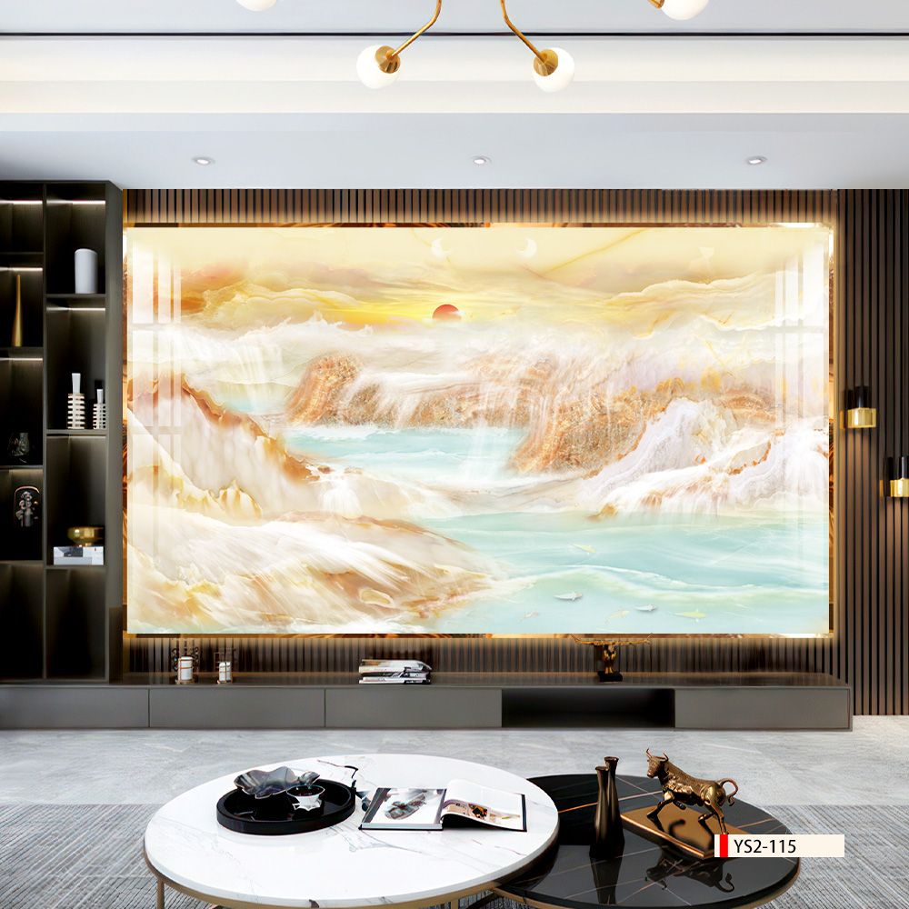 TRANH PVC ỐP TƯỜNG - VÁCH TRANG TRÍ QUẦY LỄ TÂN - TRANH VÂN ĐÁ PHONG CẢNH | MÃ YS2-115