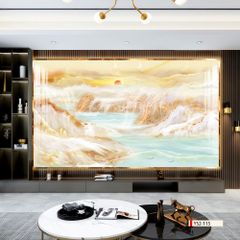 TRANH PVC ỐP TƯỜNG - VÁCH TRANG TRÍ QUẦY LỄ TÂN - TRANH VÂN ĐÁ PHONG CẢNH | MÃ YS2-115