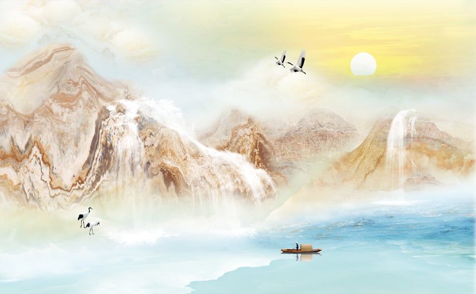 TRANH PVC ỐP TƯỜNG - VÁCH TRANG TRÍ TIVI PHÒNG KHÁCH - TRANH VÂN ĐÁ PHONG CẢNH | MÃ YS2-119