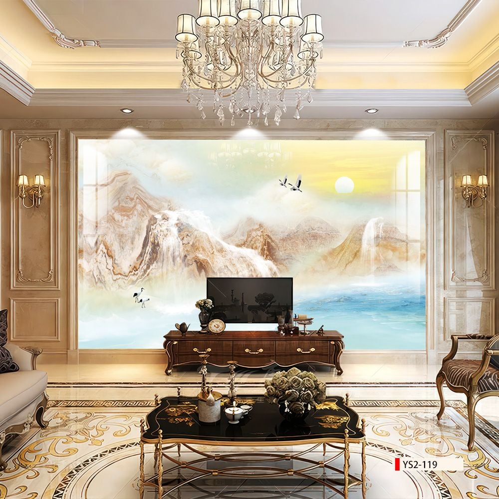 TRANH PVC ỐP TƯỜNG - VÁCH TRANG TRÍ TIVI PHÒNG KHÁCH - TRANH VÂN ĐÁ PHONG CẢNH | MÃ YS2-119