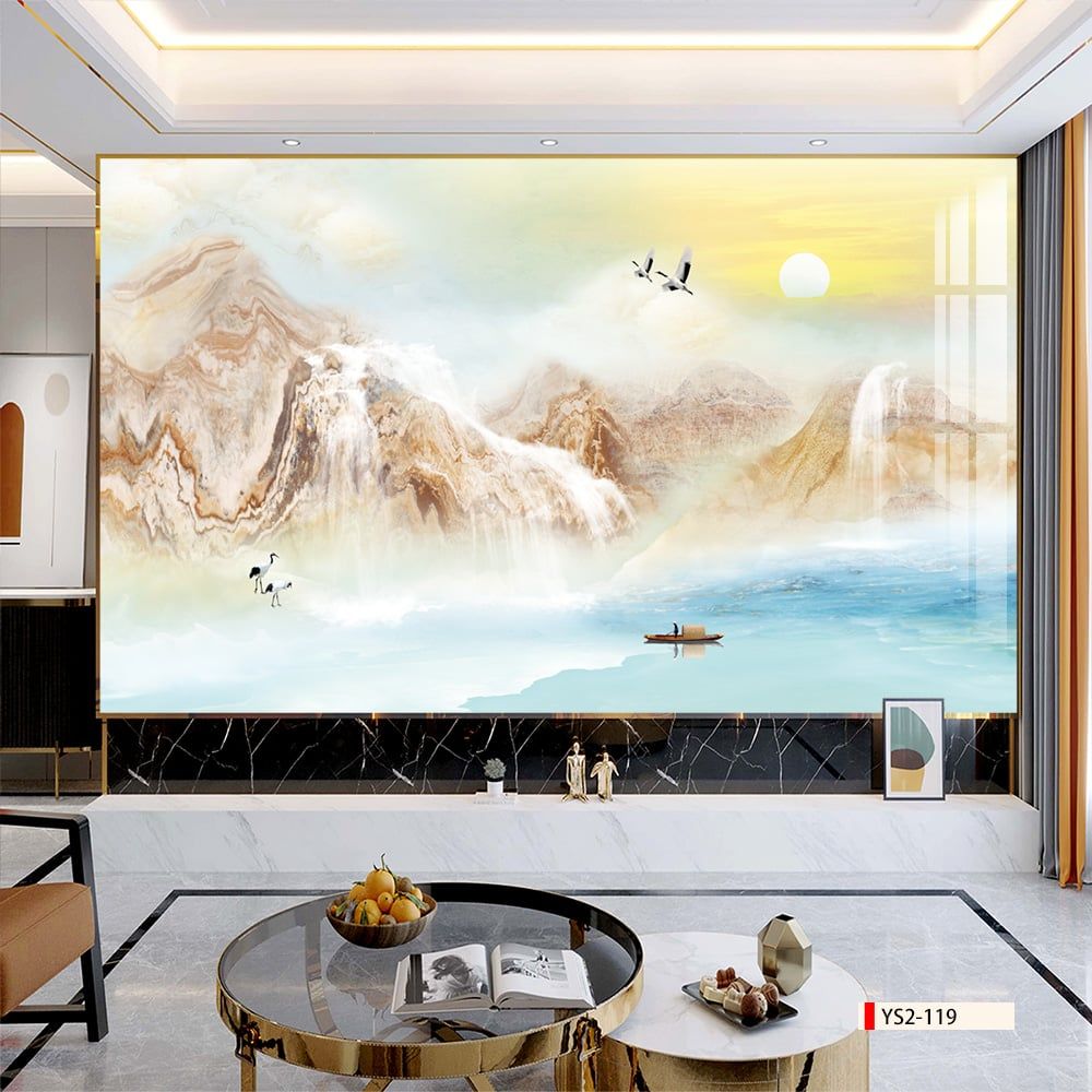 TRANH PVC ỐP TƯỜNG - VÁCH TRANG TRÍ TIVI PHÒNG KHÁCH - TRANH VÂN ĐÁ PHONG CẢNH | MÃ YS2-119