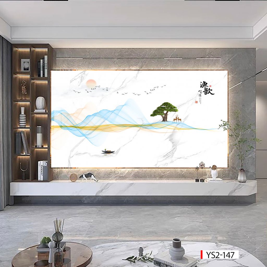 BST159 - TẤM ỐP VÂN ĐÁ HIỆN ĐẠI KẾT HỢP - VÁCH TIVI, PHÒNG KHÁCH