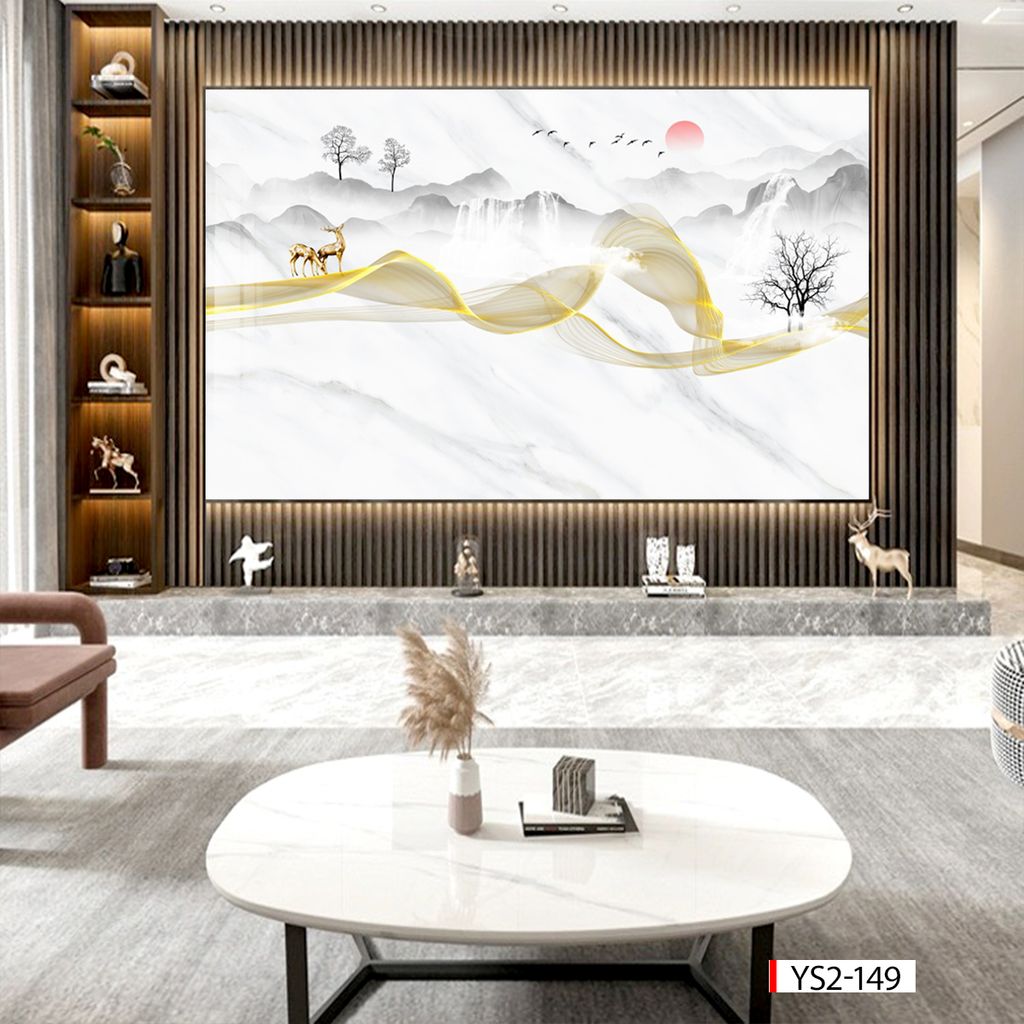 BST159 - TẤM ỐP VÂN ĐÁ HIỆN ĐẠI KẾT HỢP - VÁCH TIVI, PHÒNG KHÁCH