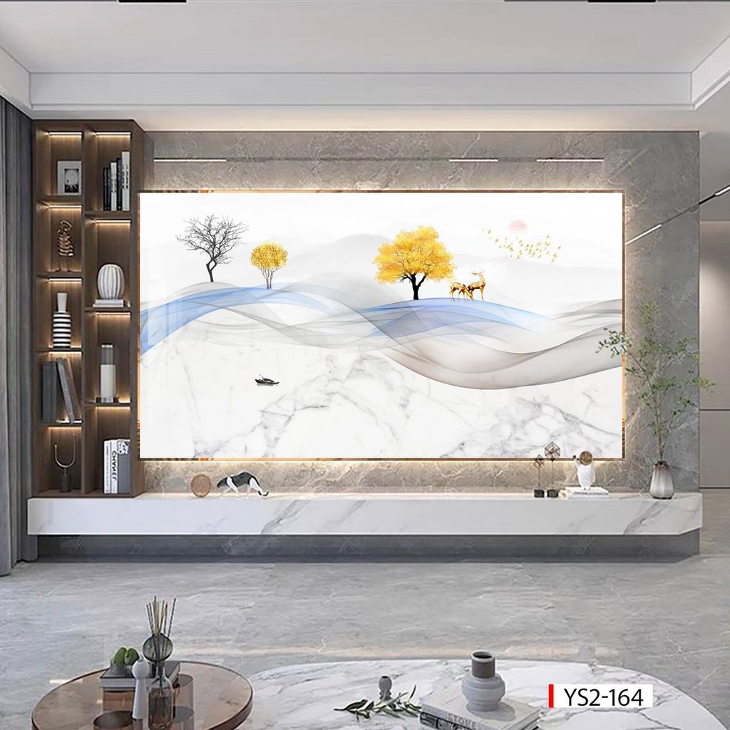 BST159 - TẤM ỐP VÂN ĐÁ HIỆN ĐẠI KẾT HỢP - VÁCH TIVI, PHÒNG KHÁCH