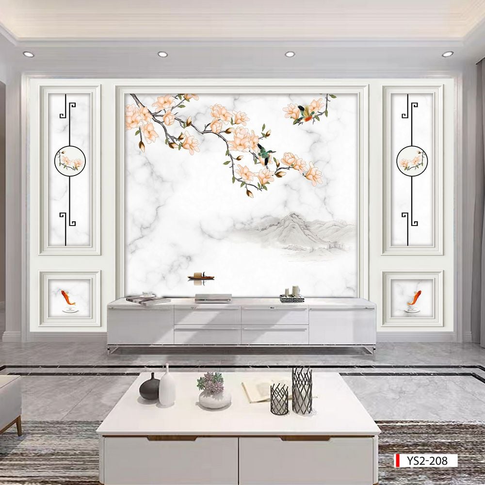 BST 156 - TRANH DÁN TƯỜNG 3D - TRANG TRÍ PHÒNG KHÁCH, VÁCH TIVI, SAU SOFA - CHỦ ĐỀ PHÀO CHỈ TÂN CỔ ĐIÊN - KHỔ LỚN