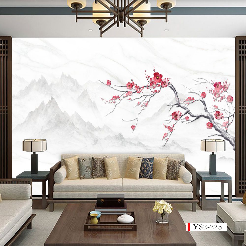 TRANH VẢI DÁN TƯỜNG 3D PHÒNG KHÁCH - TRANH HOA 3D | MÃ YS2-225