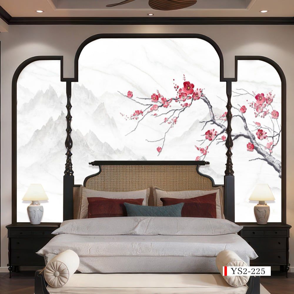 TRANH VẢI DÁN TƯỜNG 3D PHÒNG KHÁCH - TRANH HOA 3D | MÃ YS2-225