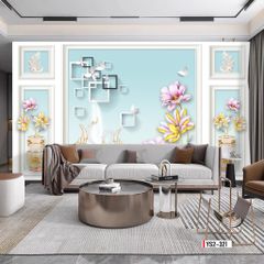 TRANH VẢI DÁN TƯỜNG 3D PHÒNG KHÁCH - TRANH VẢI TÂN CỔ ĐIỂN | MÃ YS2-321