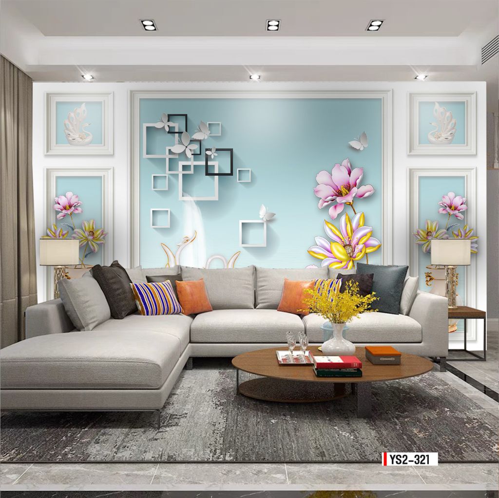 TRANH VẢI DÁN TƯỜNG 3D PHÒNG KHÁCH - TRANH VẢI TÂN CỔ ĐIỂN | MÃ YS2-321