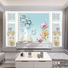 BST 156 - TRANH DÁN TƯỜNG 3D - TRANG TRÍ PHÒNG KHÁCH, VÁCH TIVI, SAU SOFA - CHỦ ĐỀ PHÀO CHỈ TÂN CỔ ĐIÊN - KHỔ LỚN