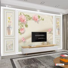 TRANH DÁN TƯỜNG 3D - TRANG TRÍ PHÒNG KHÁCH, VÁCH TIVI, SAU SOFA - CHỦ ĐỀ PHÀO CHỈ TÂN CỔ ĐIÊN - KHỔ LỚN - MÃ:ys2-332