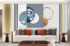 TRANH VẢI DÁN TƯỜNG 3D - PHÀO CHỈ TÂN CỔ ĐIỂN - PHÒNG KHÁCH - PHONG CÁCH HIỆN ĐẠI - KHỔ LỚN | MÃ YS3-014