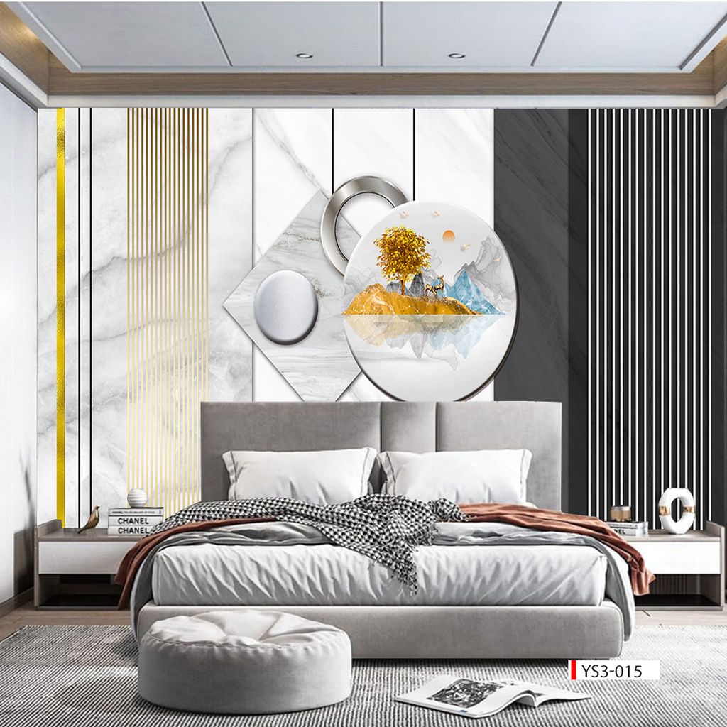 BST36 - TRANH DÁN TƯỜNG 3D - TRANG TRÍ PHÒNG KHÁCH, PHÒNG NGỦ - CHỦ ĐỀ HIỆN ĐẠI - KHỔ LỚN - 2024