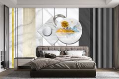 TRANH VẢI DÁN TƯỜNG 3D - PHÀO CHỈ TÂN CỔ ĐIỂN - PHÒNG KHÁCH - PHONG CÁCH HIỆN ĐẠI - KHỔ LỚN | MÃ YS3-015