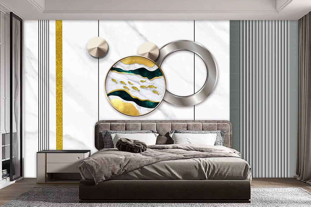 TRANH VẢI DÁN TƯỜNG 3D - PHÀO CHỈ TÂN CỔ ĐIỂN - PHÒNG KHÁCH - PHONG CÁCH HIỆN ĐẠI - KHỔ LỚN | MÃ YS3-019