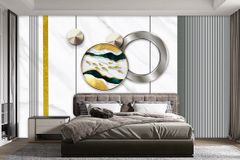 TRANH VẢI DÁN TƯỜNG 3D - PHÀO CHỈ TÂN CỔ ĐIỂN - PHÒNG KHÁCH - PHONG CÁCH HIỆN ĐẠI - KHỔ LỚN | MÃ YS3-019