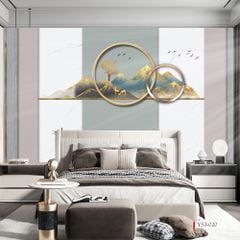 BST129 - TRANH DÁN TƯỜNG 3D - PHÒNG NGỦ - PHONG CÁCH HIỆN ĐẠI - KHỔ LỚN