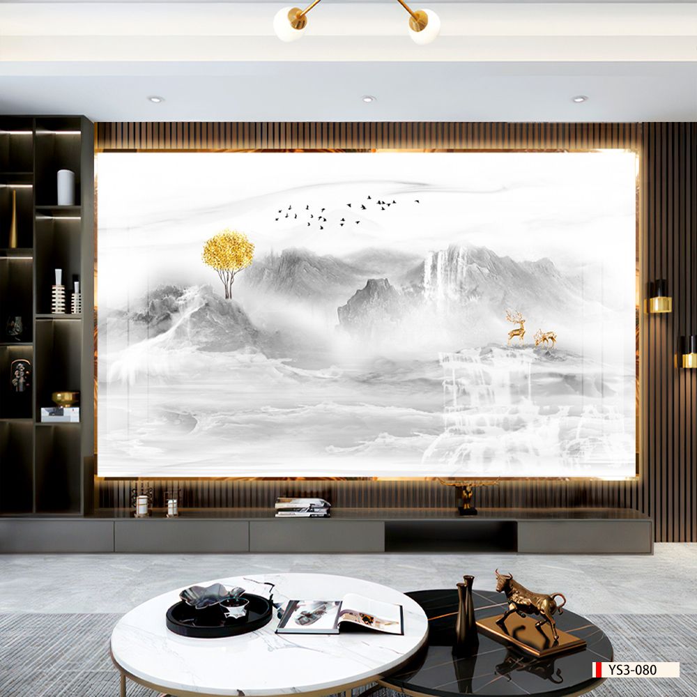 BST24 - TRANH PVC ỐP TƯỜNG - TRANG TRÍ PHÒNG KHÁCH, VÁCH TIVI - TRANH VÂN ĐÁ PHONG CẢNH - KHỔ LỚN