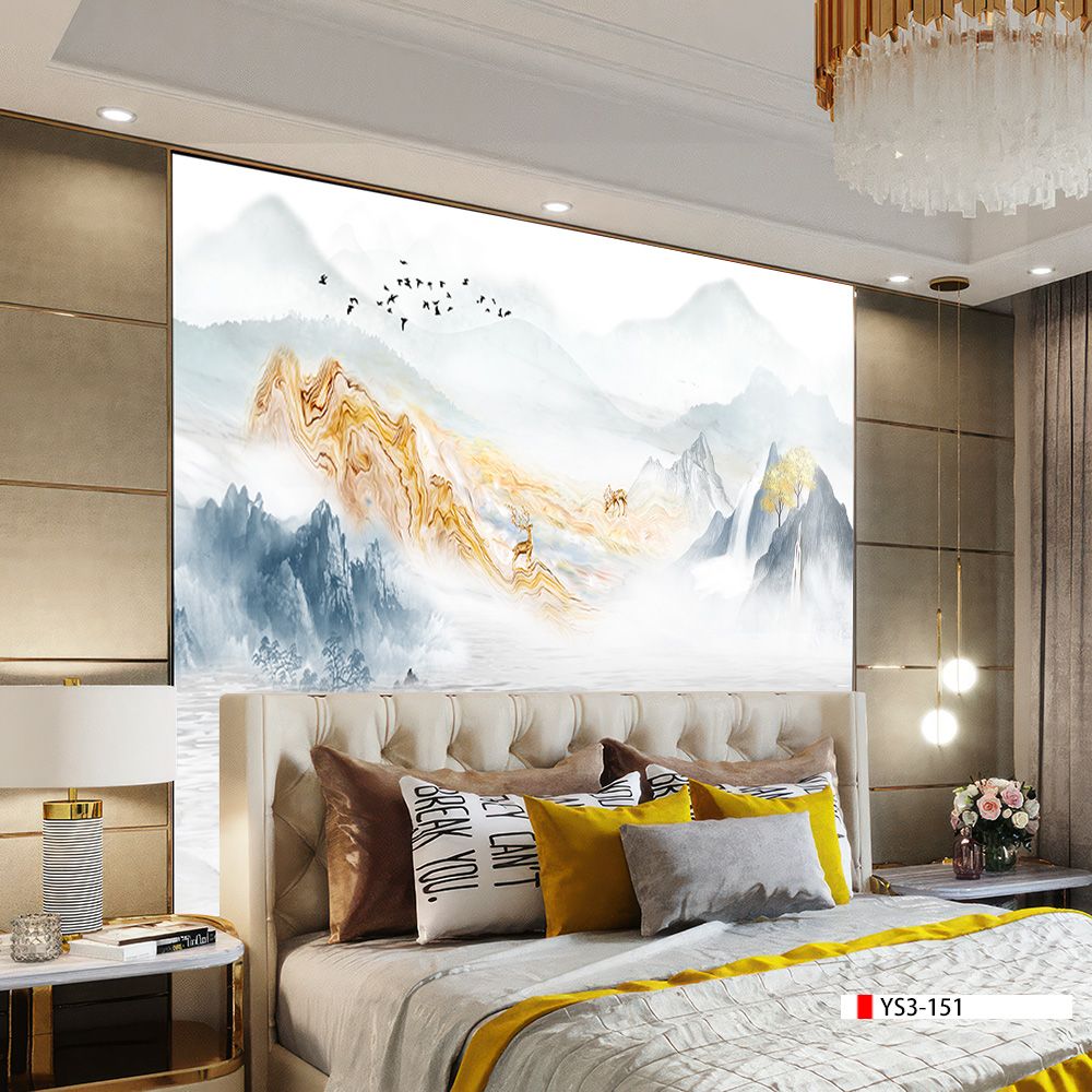 TRANH PVC ỐP TƯỜNG - VÁCH TRANG TRÍ TIVI PHÒNG KHÁCH - TRANH VÂN ĐÁ PHONG CẢNH | MÃ YS3-151