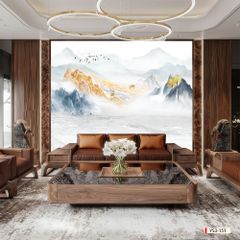 BST158 - TẤM ỐP TƯỜNG PVC - VÁCH TRANG TRÍ - TẤM ỐP TRANG TRÍ PHÒNG KHÁCH, VÁCH TIVI - TRANH VÂN ĐÁ PHONG CẢNH