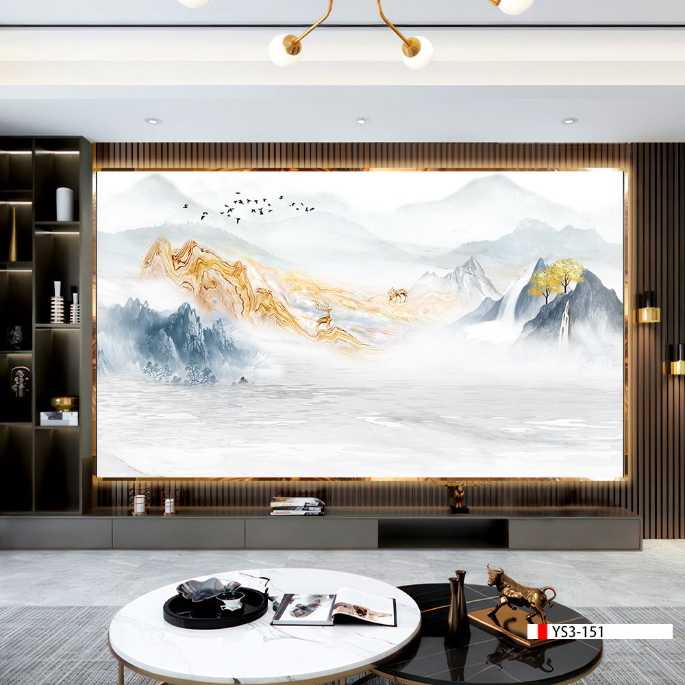 TRANH PVC ỐP TƯỜNG - VÁCH TRANG TRÍ TIVI PHÒNG KHÁCH - TRANH VÂN ĐÁ PHONG CẢNH | MÃ YS3-151