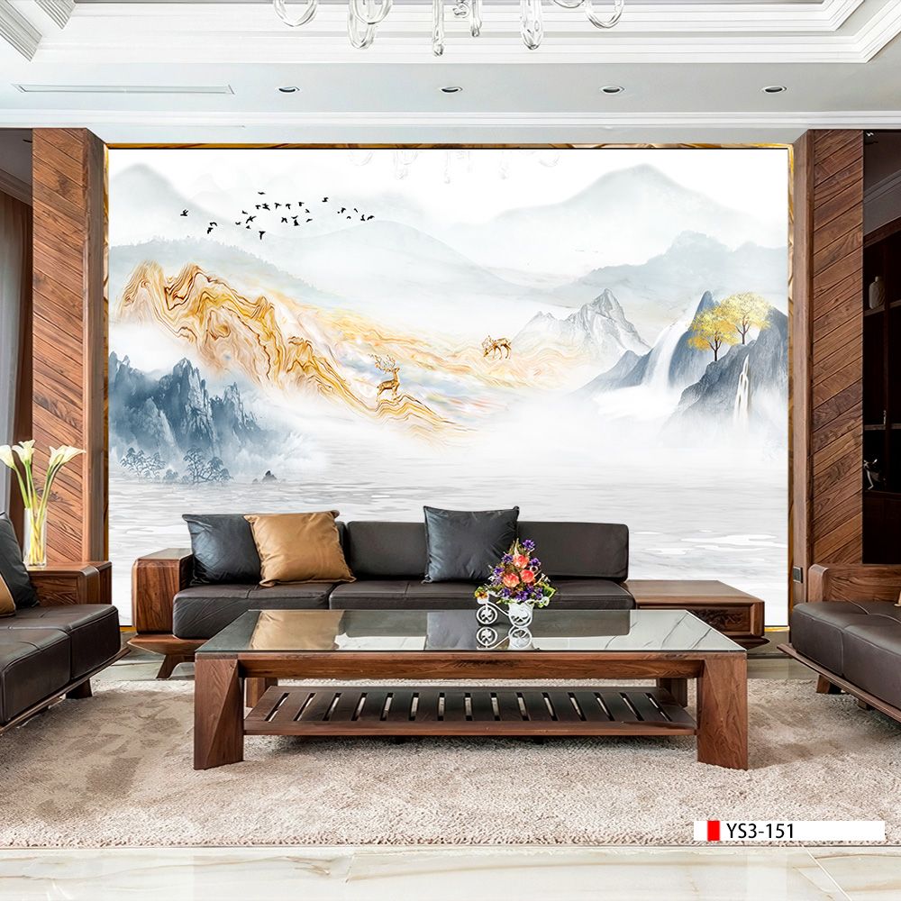 TRANH PVC ỐP TƯỜNG - VÁCH TRANG TRÍ TIVI PHÒNG KHÁCH - TRANH VÂN ĐÁ PHONG CẢNH | MÃ YS3-151