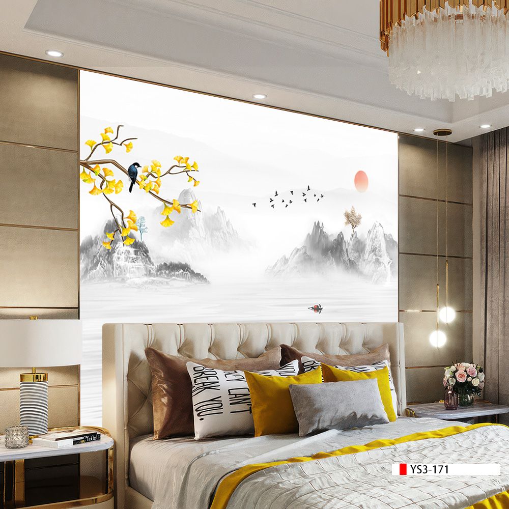TRANH PVC ỐP TƯỜNG - VÁCH TRANG TRÍ TIVI PHÒNG KHÁCH - TRANH VÂN ĐÁ PHONG CẢNH | MÃ YS3-171