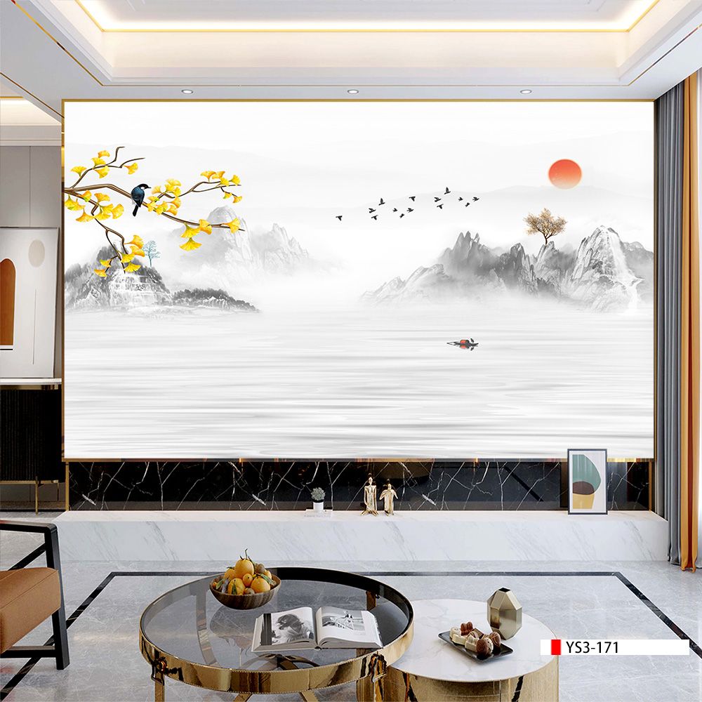 TRANH PVC ỐP TƯỜNG - VÁCH TRANG TRÍ TIVI PHÒNG KHÁCH - TRANH VÂN ĐÁ PHONG CẢNH | MÃ YS3-171