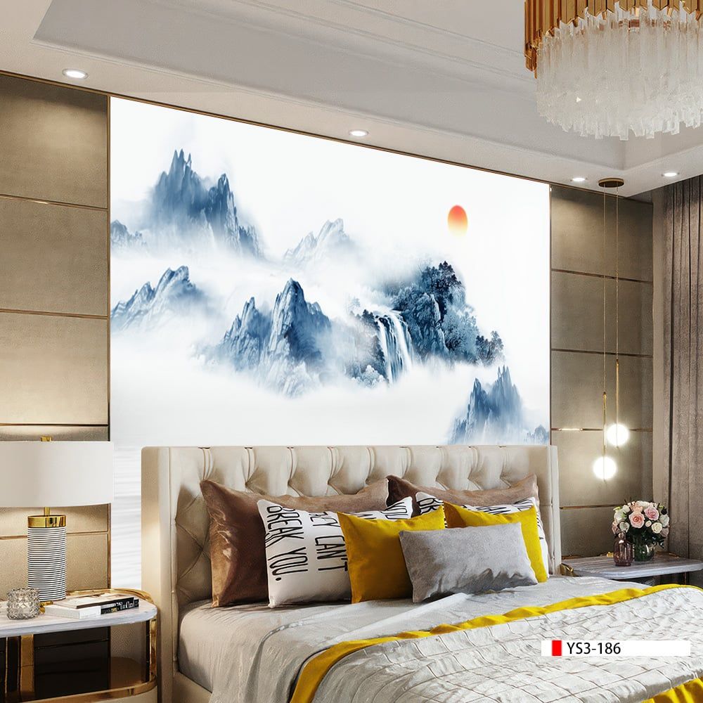 TRANH PVC ỐP TƯỜNG - VÁCH TRANG TRÍ TIVI PHÒNG KHÁCH - TRANH VÂN ĐÁ PHONG CẢNH | MÃ YS3-186