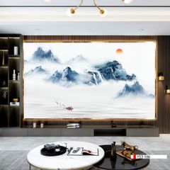 TRANH PVC ỐP TƯỜNG - VÁCH TRANG TRÍ TIVI PHÒNG KHÁCH - TRANH VÂN ĐÁ PHONG CẢNH | MÃ YS3-186