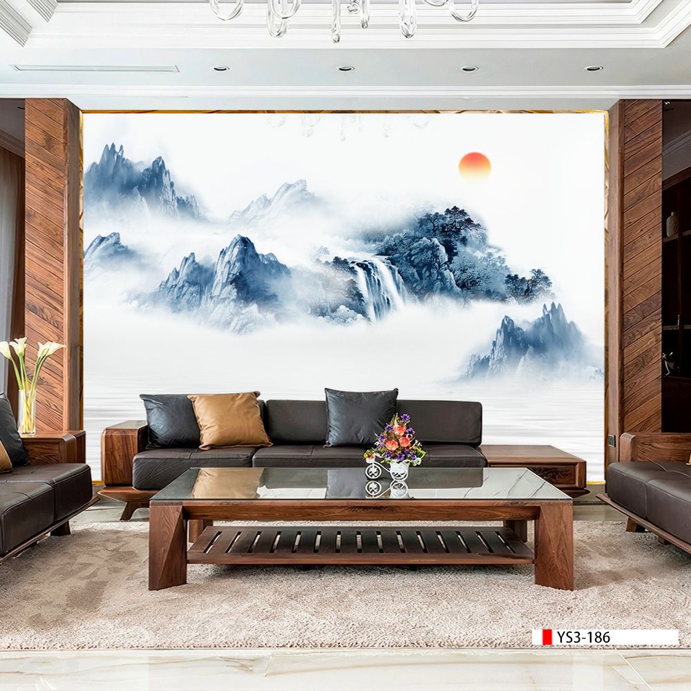TRANH PVC ỐP TƯỜNG - VÁCH TRANG TRÍ TIVI PHÒNG KHÁCH - TRANH VÂN ĐÁ PHONG CẢNH | MÃ YS3-186