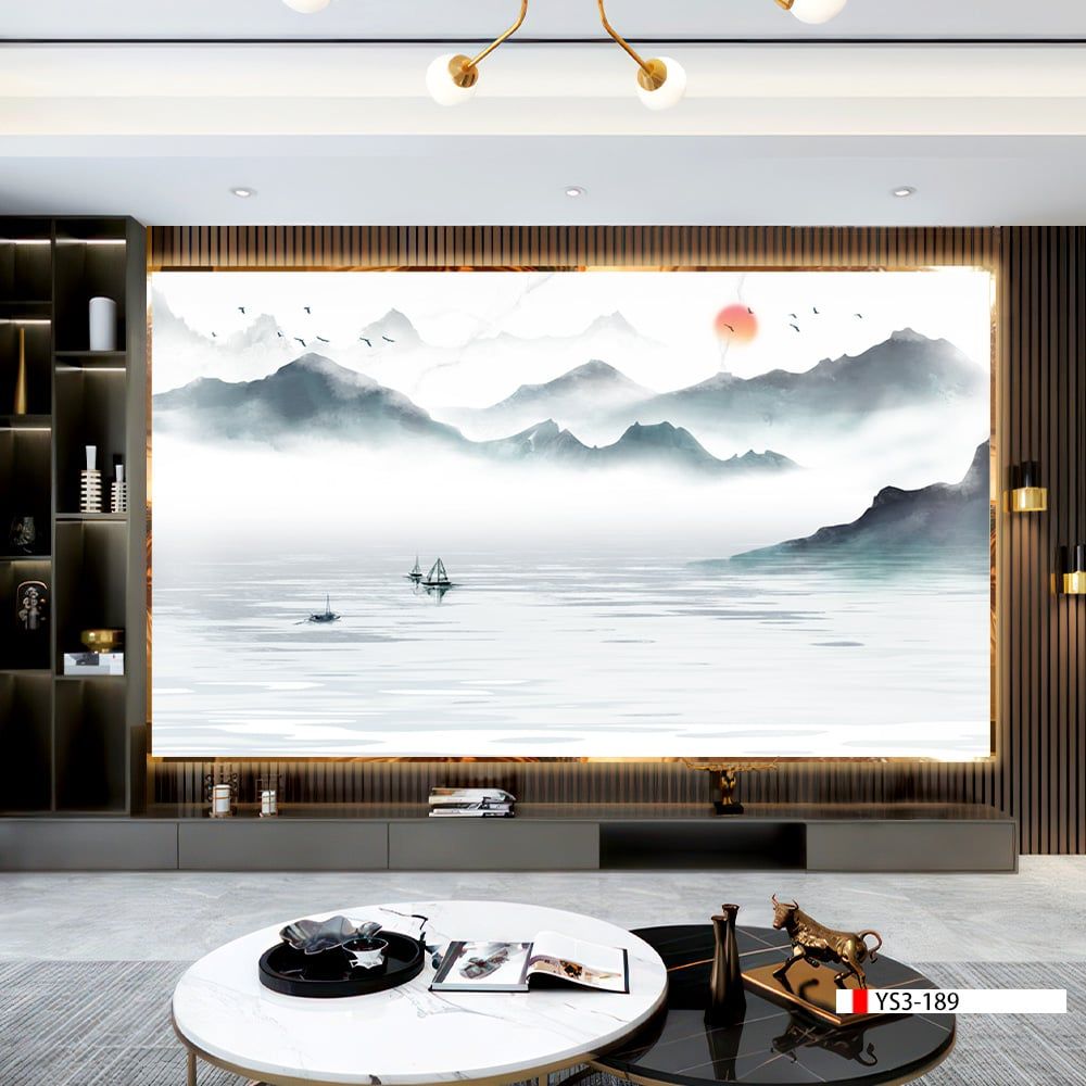 TRANH PVC ỐP TƯỜNG - VÁCH TRANG TRÍ TIVI PHÒNG KHÁCH - TRANH VÂN ĐÁ PHONG CẢNH | MÃ YS3-189