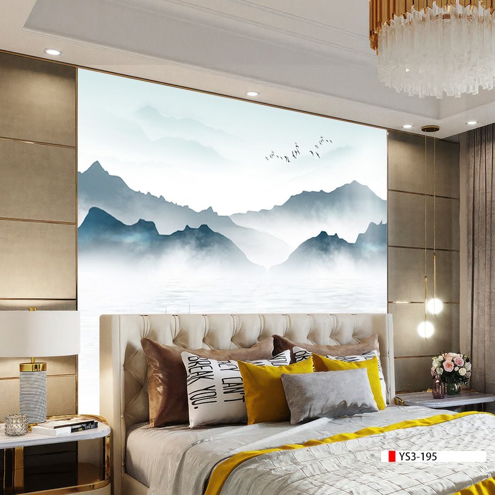 TRANH PVC ỐP TƯỜNG - VÁCH TRANG TRÍ TIVI PHÒNG KHÁCH - TRANH VÂN ĐÁ PHONG CẢNH | MÃ YS3-195